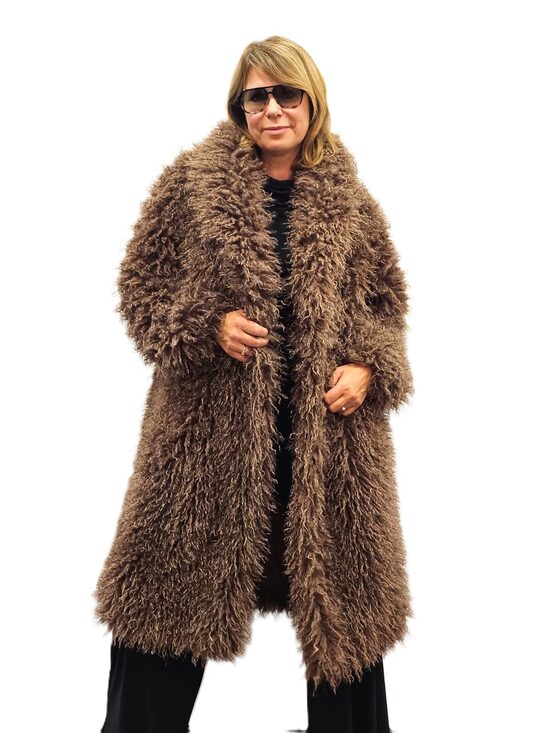 Mākslīgās kažokādas mētelis / brūns